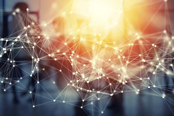 Fond de réseau de connexion Internet abstrait futuriste avec la silhouette de l'équipe commerciale