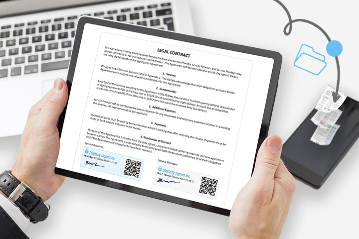 Vincere gli audit di conformità contrattuale del software contratto legale visualizzato sullo schermo dell'iPad