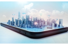 El horizonte digital de la ciudad proyectado en un smartphone