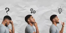 Photo d’un homme pensant dans trois poses différentes