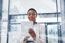 woman using tablet