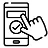 icon showing mobile phone and hand
