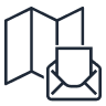 Icon folded material inserted in an envelope