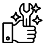 icon showing hand holding a spanner