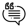 Icon text bubble with quotation mark