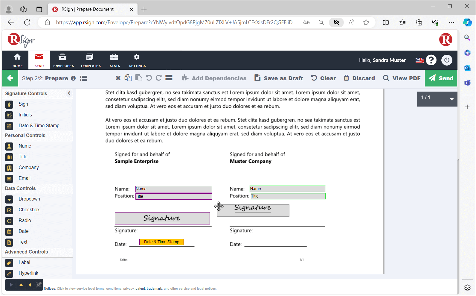 electronic signature drag and drop