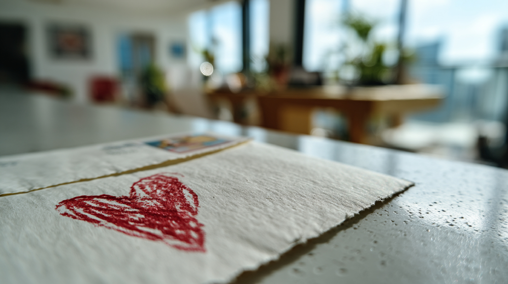 Lettre d'amour sur un bureau