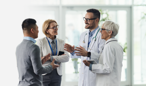 medical workers talking